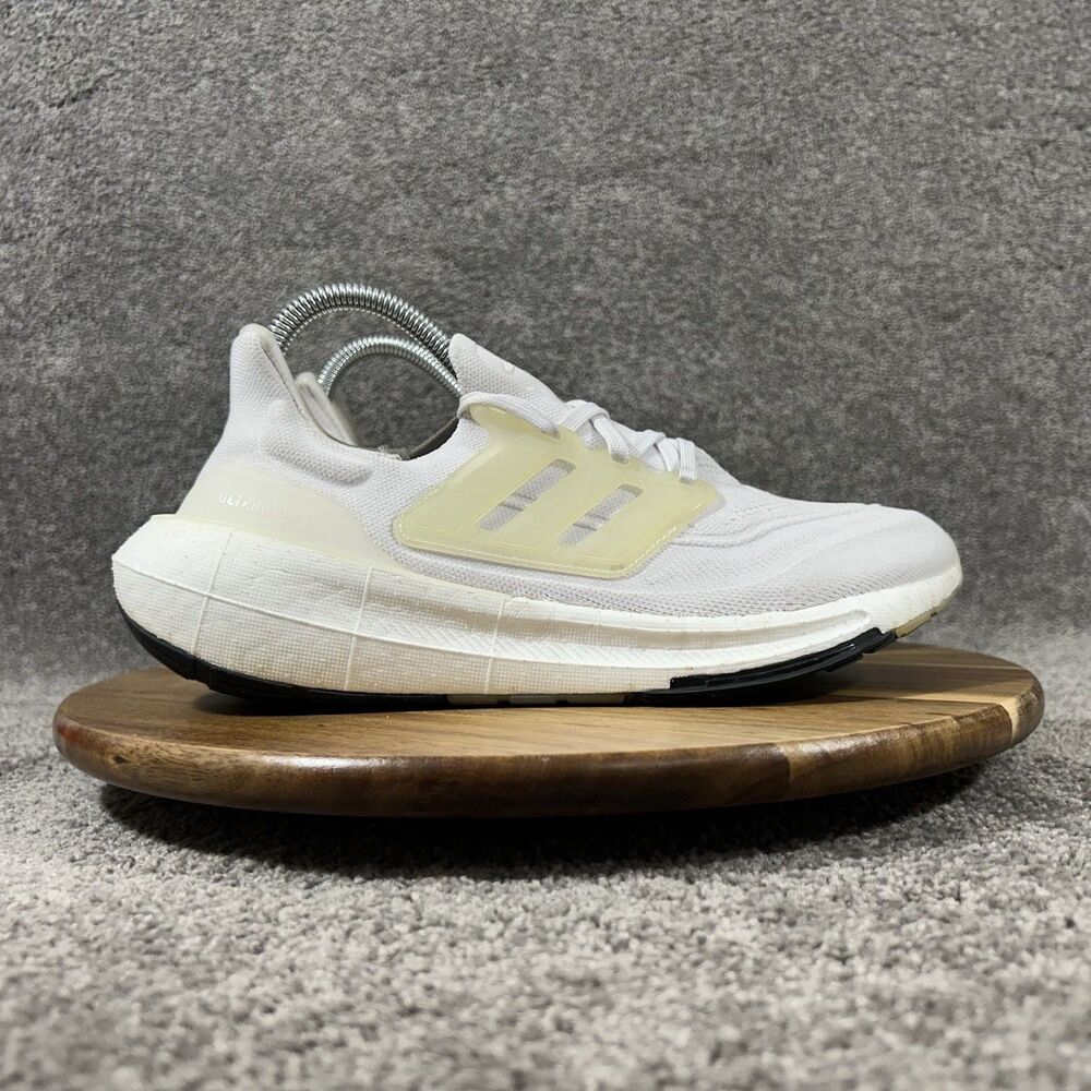 Adidas Ultraboost Light GY9350 Men’s Sz 6.5 Triple White Knit Running Shoes Used